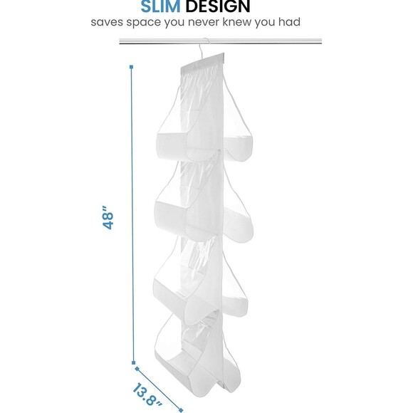 Zober 8 Pocket Purse Organizer Storage Handbag Hanging Spacesaver Closet - Picture 3 of 5